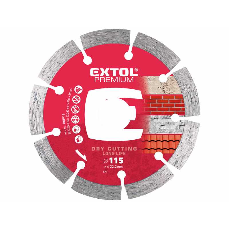 Kotúč rezný diamantový segmentový Long Life 115mm, Extol Premium 108911