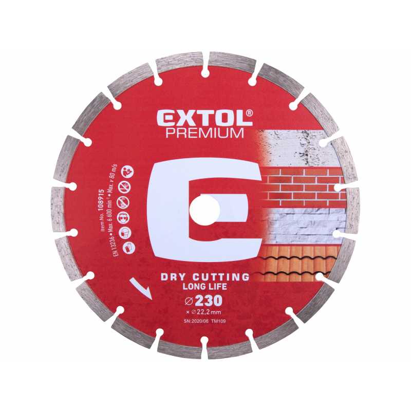 Kotouč řezný diamantový segmentový Long Life 230mm, Extol Premium 108915