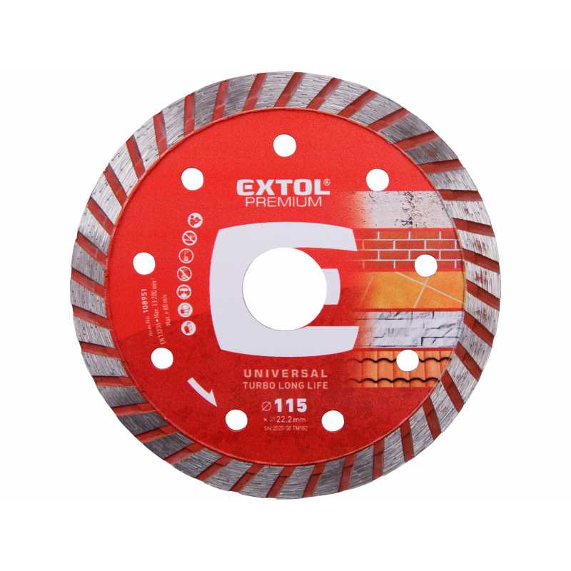 Kotouč řezný diamantový Turbo Long Life 115mm, Extol Premium 108951