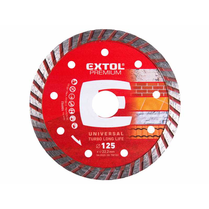 Kotúč rezný diamantový Turbo Long Life 125mm, Extol Premium 108952