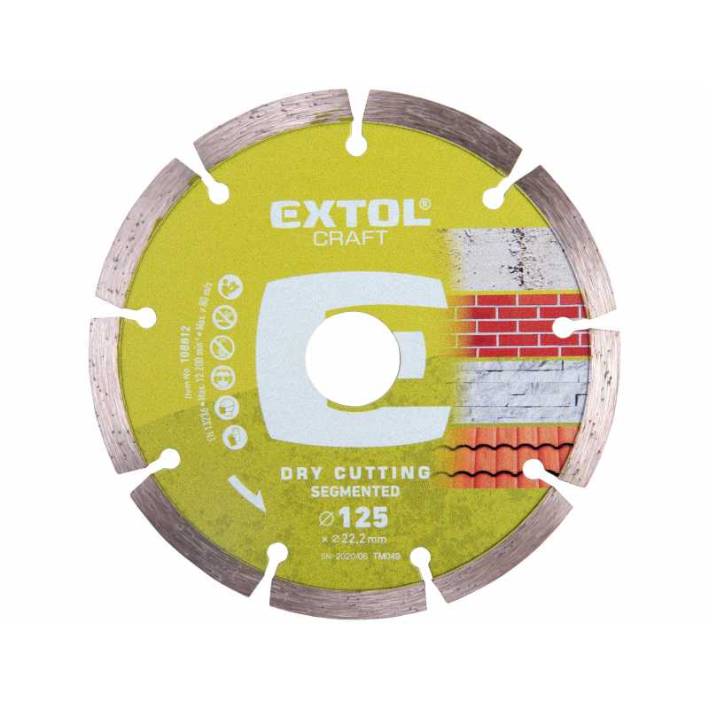 Kotouč řezný diamantový segmentový 125mm suché řezání, Extol Craft 108812
