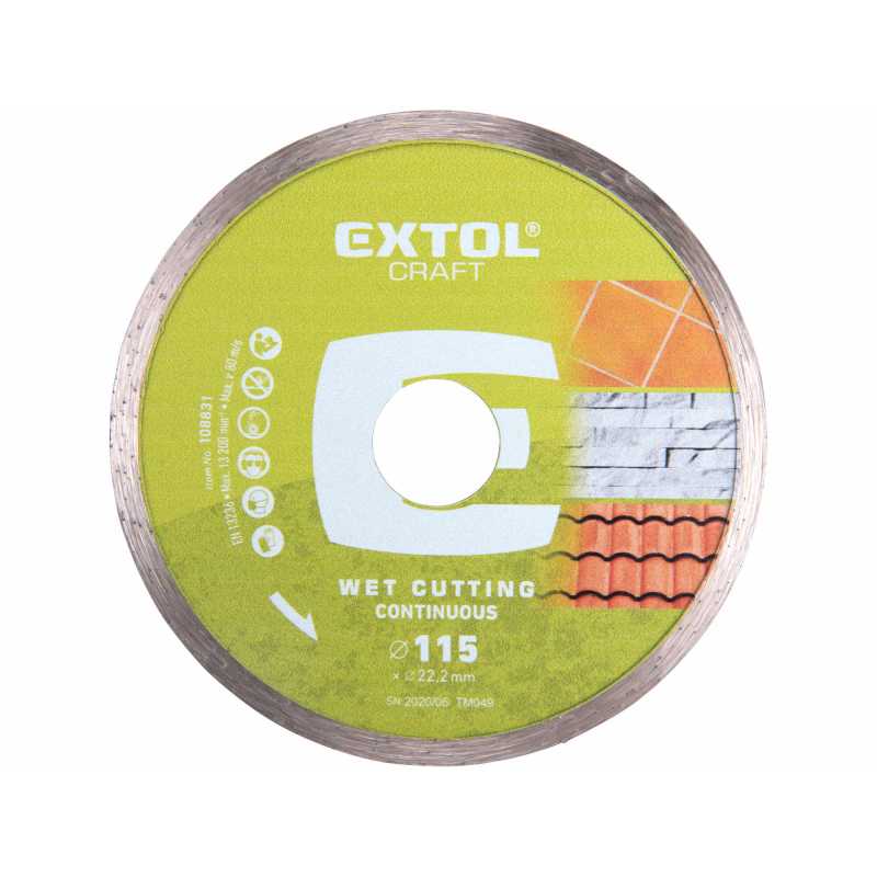 Kotouč řezný diamantový plný 115mm mokré řezání, Extol Craft 108831