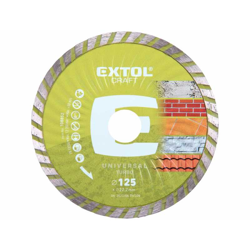 Kotúč rezný diamantový Turbo 125mm, Extol Craft 108852