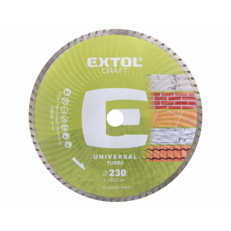 Kotúč rezný diamantový Turbo 230mm, Extol Craft 108855