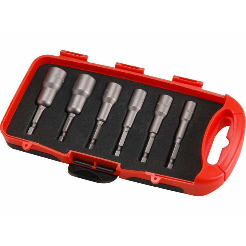 Hlavice nástrčné magnetické se 6-hrannou stopkou 1/4", 6-dílná sada, Extol Premium 8819630
