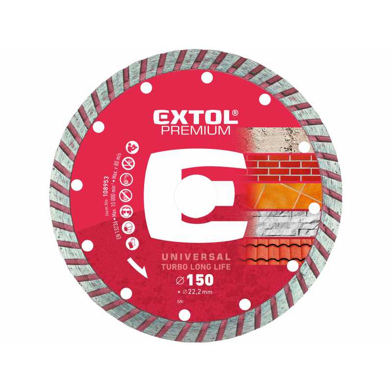 Kotouč řezný diamantový Turbo Long Life 150mm, Extol Premium 108953