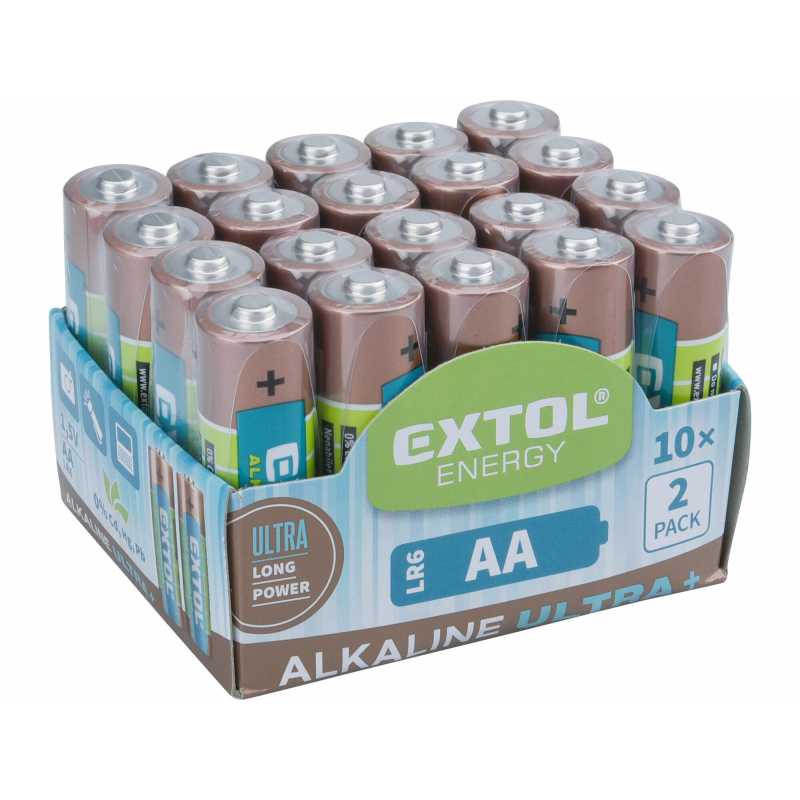 Batéria alkalická 20ks, 1,5V, typ AA, Extol Energy 42013
