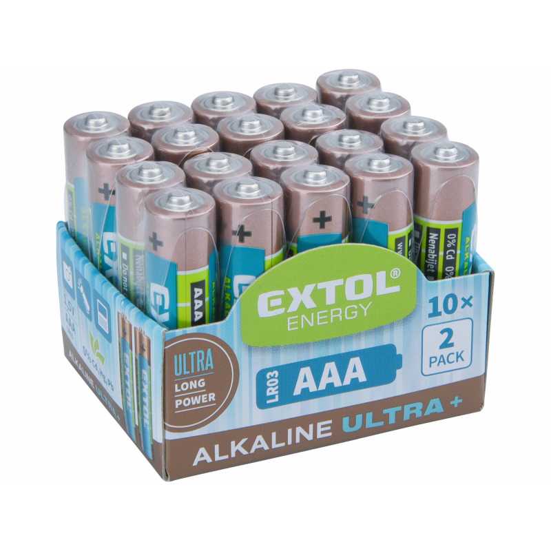 Baterie alkalická 20ks, 1,5V, typ AAA, Extol Energy 42012