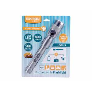 Svietidlo T6 CREE LED, 800lm, 2x1500mAh, dĺžka 270mm, Extol Craft 43124