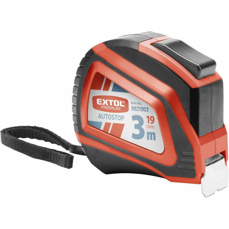 Meter zvinovací 3mx19mm, pogumovaný, autostop, Extol Premium 8821003