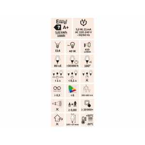 Žiarovka LED mini, 5W, 410lm, E14, 6500K,  Extol Craft 43021