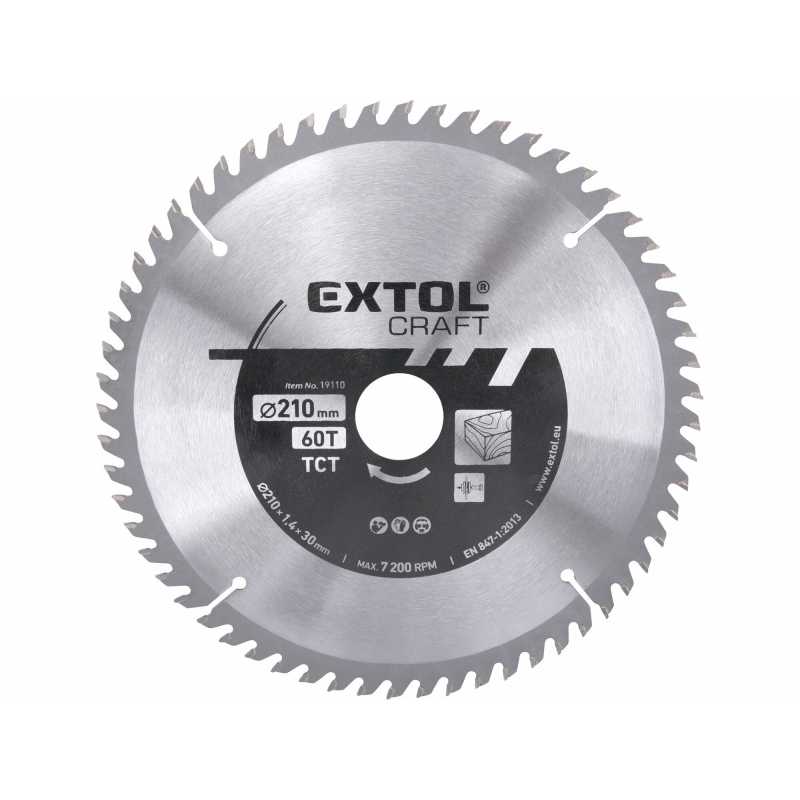 Kotouč pilový s SK plátky 210x1.8x30mm 60Z, Extol Craft 19110