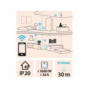 Zásuvka diaľkovo ovládaná cez Wi-Fi, Extol Light 43800