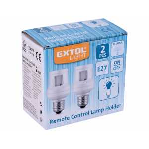 Objímka E27 diaľkovo RF ovládaná, 2ks, Extol Light 43810