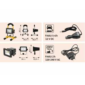 Svietidlo LED nabíjateľné, 10W, 800 lúmenov/100cd, Extol Craft 43122