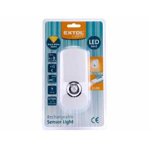 Svítilna 2+16 LED s pohybovým senzorem, 3,7V, 550mAh, Extol Craft 43126