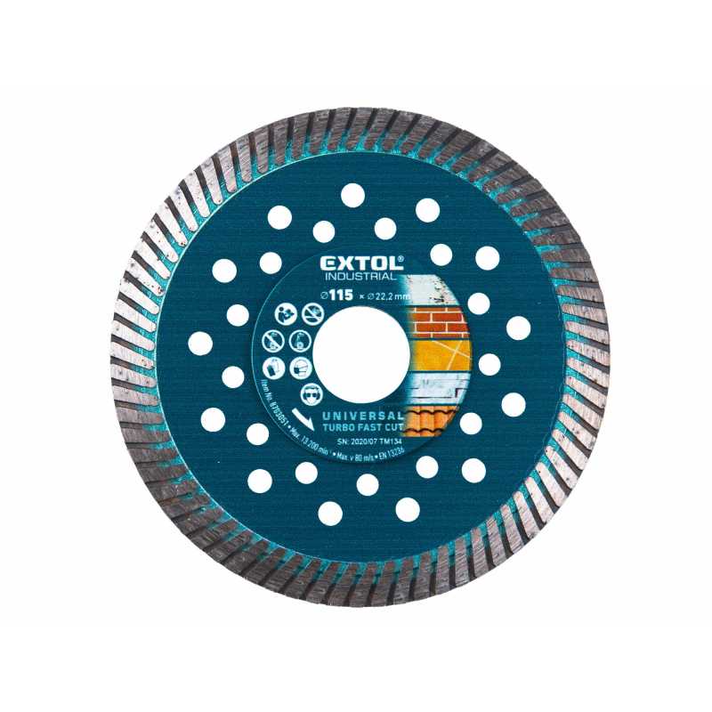 Kotúč rezný diamantový Turbo Fast, 115mm, Extol Industrial 8703051