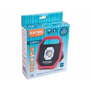 Svietidlo nabíjateľné LED, 10W, 1200lm, 6x1,5V AA, IP54, Extol Craft 43260