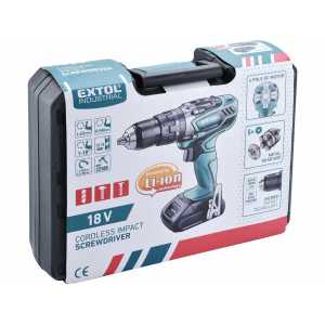 Akumulátorový skrutkovač s príklepom 18V 2Ah, Extol Industrial 8791110