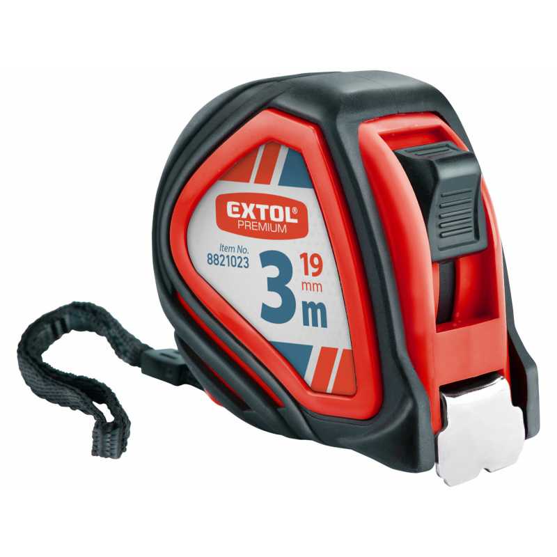 Meter zvinovací, pogumovaný, 1x brzda, 3mx19mm, Extol Premium 8821023