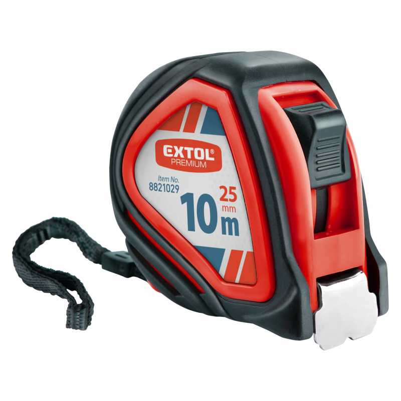 Meter zvinovací, pogumovaný, 1x brzda, 10mx25mm, Extol Premium 8821029