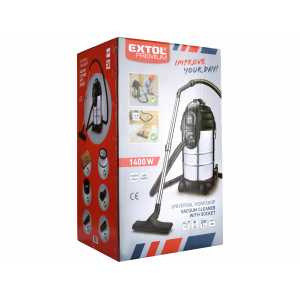 Vysávač dielenský, 1400W, 30L, zásuvka 2kW, Extol Premium 8895800