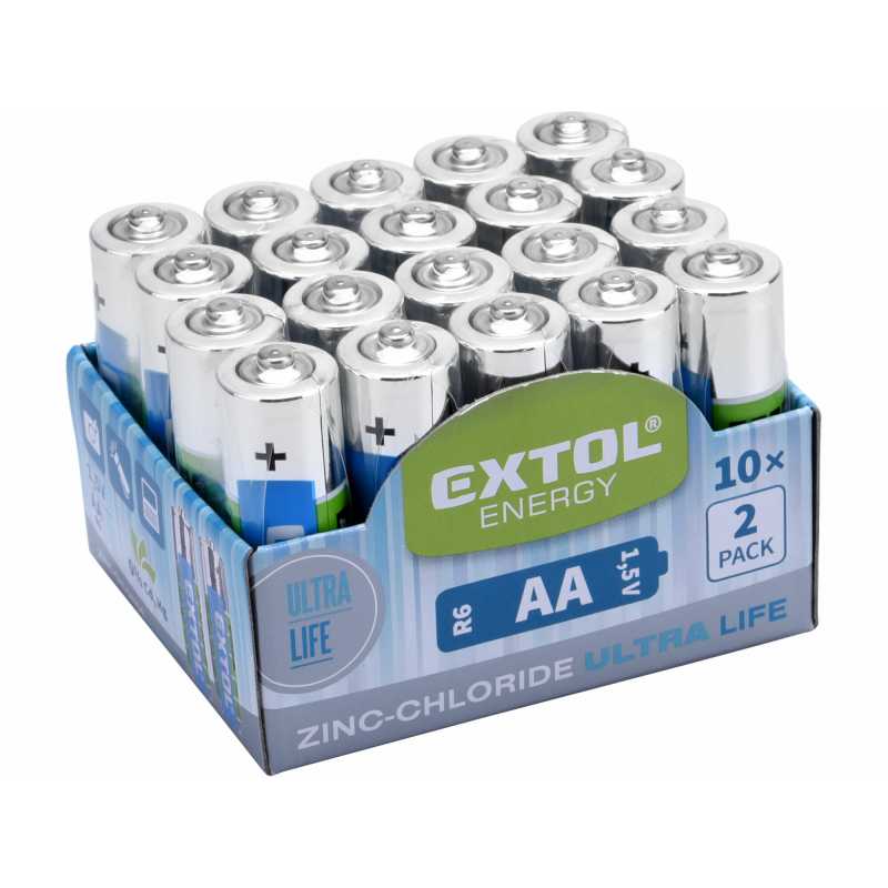 Batéria zink-chloridová 20ks, 1,5V, typ AA, EXTOL ENERGY 42003