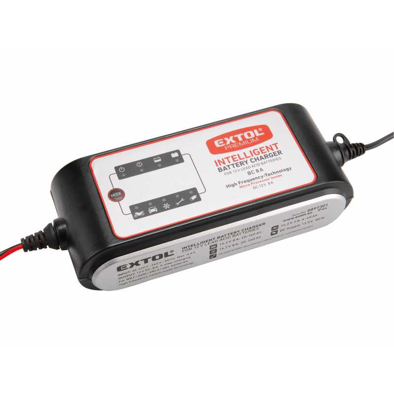 Autonabíjačka inteligentná 12V, 8A, Extol Premium 8897301