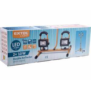 Svietidlo pracovné 2xLED so stojanom, 10/20W, Extol Light 43281