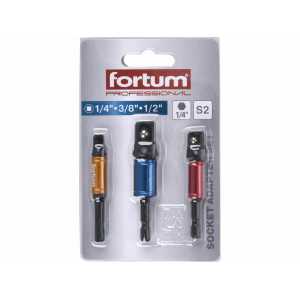 Sada adaptérov, 3ks, 1/4", 1/4"-3/8",1/2", S2, FORTUM, 4742203