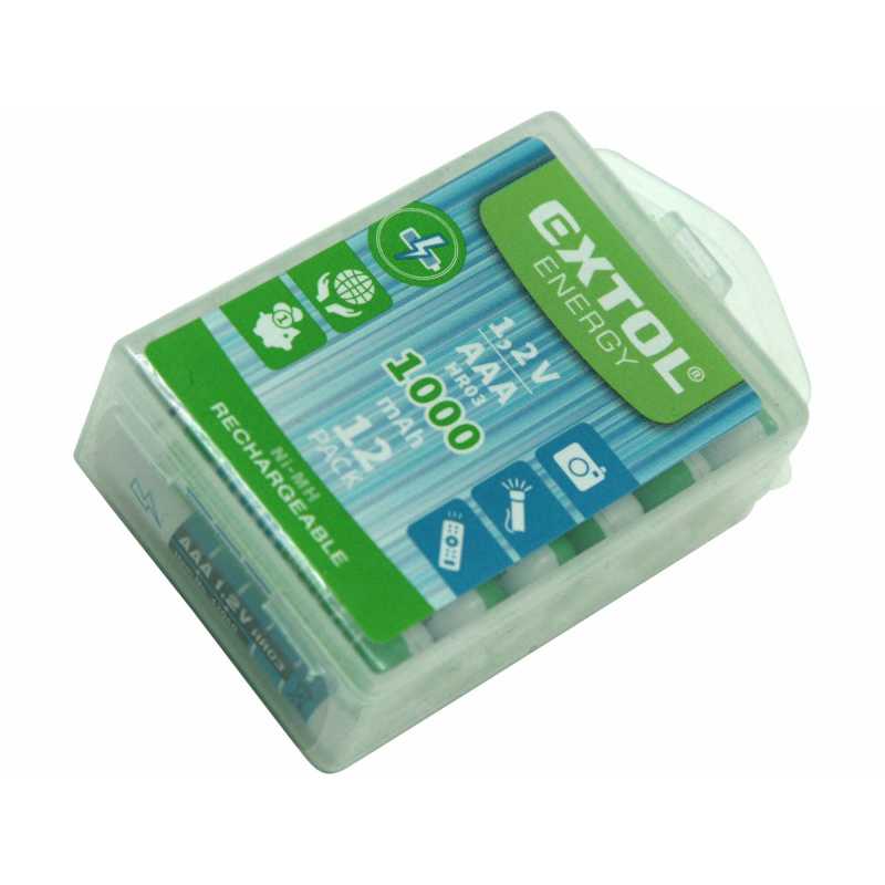 Batéria nabíjateľná AAA, NiMH 1000mAh 12ks, Extol Energy 42062