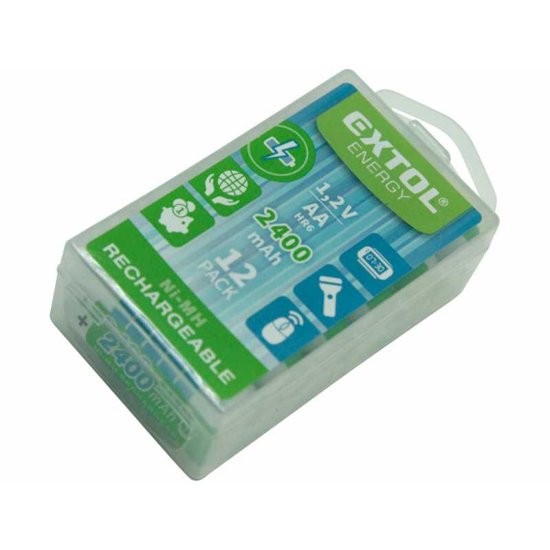 Batéria nabíjateľná AA, NiMH 2400mAh 12ks, Extol Energy 42063