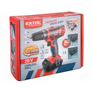 Vŕtačka aku Share20V, 1x aku, 28Nm, EXTOL PREMIUM 8891800