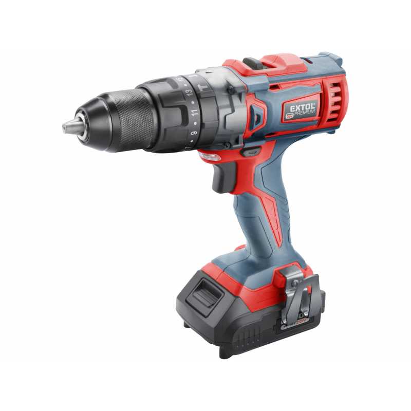 Vŕtačka aku s príklepom 20V, 2xaku, EXTOL PREMIUM 8891804