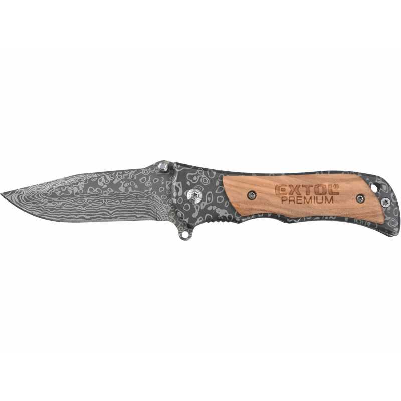 Nož zatvárací s poistkou 160mm, vzor damašková oceľ, Extol Premium 8855121