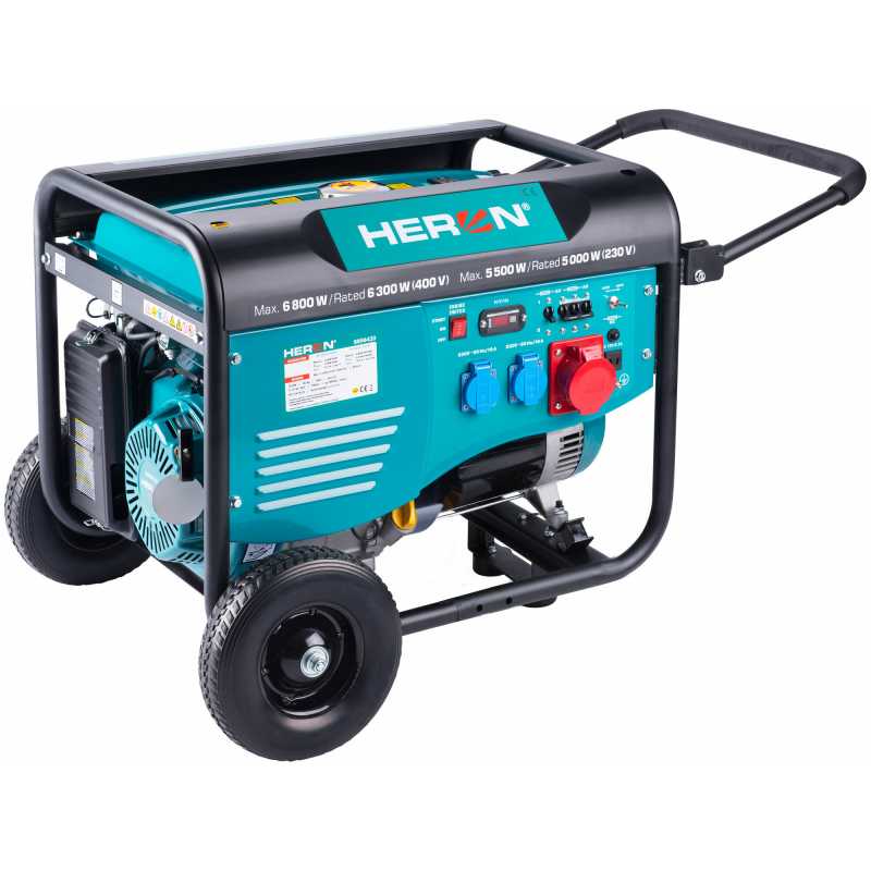 Elektrocentrála rámová benzínová 400V/230V, 6,8kW/5,5kW, 15HP, Heron 8896418