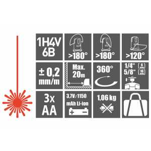 Vodováha laserová krížová samonivelačná, Extol Premium 8823311