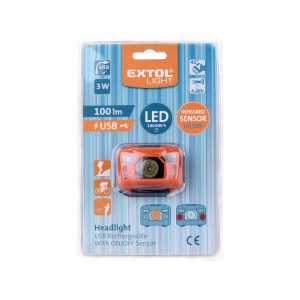 Čelovka akumulátorová 3W LED, 3,7V/1,2Ah, EXTOL LIGHT 43180