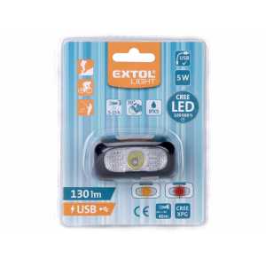 Čelovka akumulátorová 5W CREE LED, 3,7V/1Ah Li-ion, EXTOL LIGHT 43181