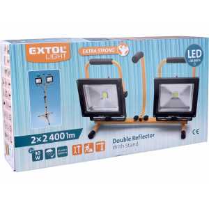 Svietidlo LED so stojanom, 2x30W LED, svietivosť 2x2400 lúmenov, EXTOL LIGHT 43283