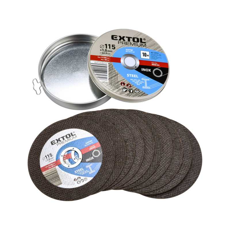 Kotouč řezný na ocel a nerez 10ks, 115x1,0mm, EXTOL PREMIUM 8808101