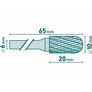 Fréza karbidová valcová, pologuľaté čelo, pr.10mm, EXTOL INDUSTRIAL 8703724