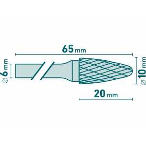 Fréza karbidová konvexná, pologuľaté čelo, pr.10mm, EXTOL INDUSTRIAL 8703754