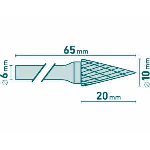 Fréza karbidová kónická špicatá, pr.10mm, EXTOL INDUSTRIAL 8703794