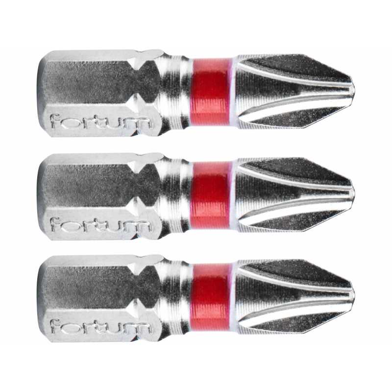 Bit krížový 3ks, PH 2x25mm, S2, FORTUM 4741202