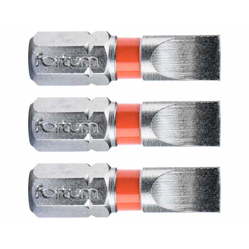 Bit plochý 3ks, 6x25mm, S2, FORTUM 4741106
