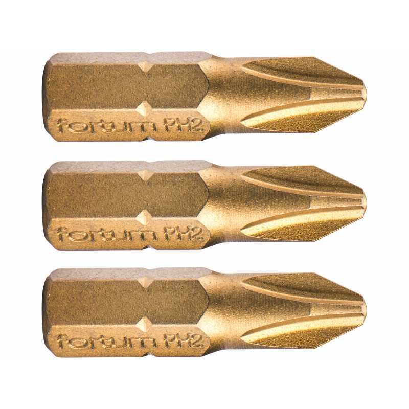 Bit křížový 3ks, PH 2x25mm, S2, FORTUM 4741272