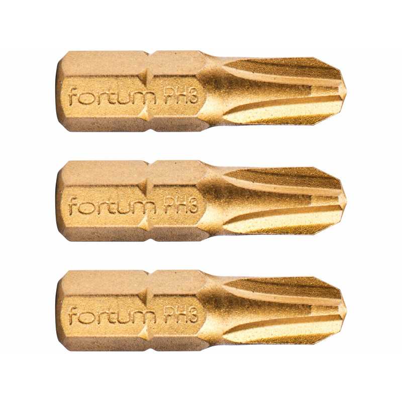 Bit krížový 3ks, PH 3x25mm, S2, FORTUM 4741273