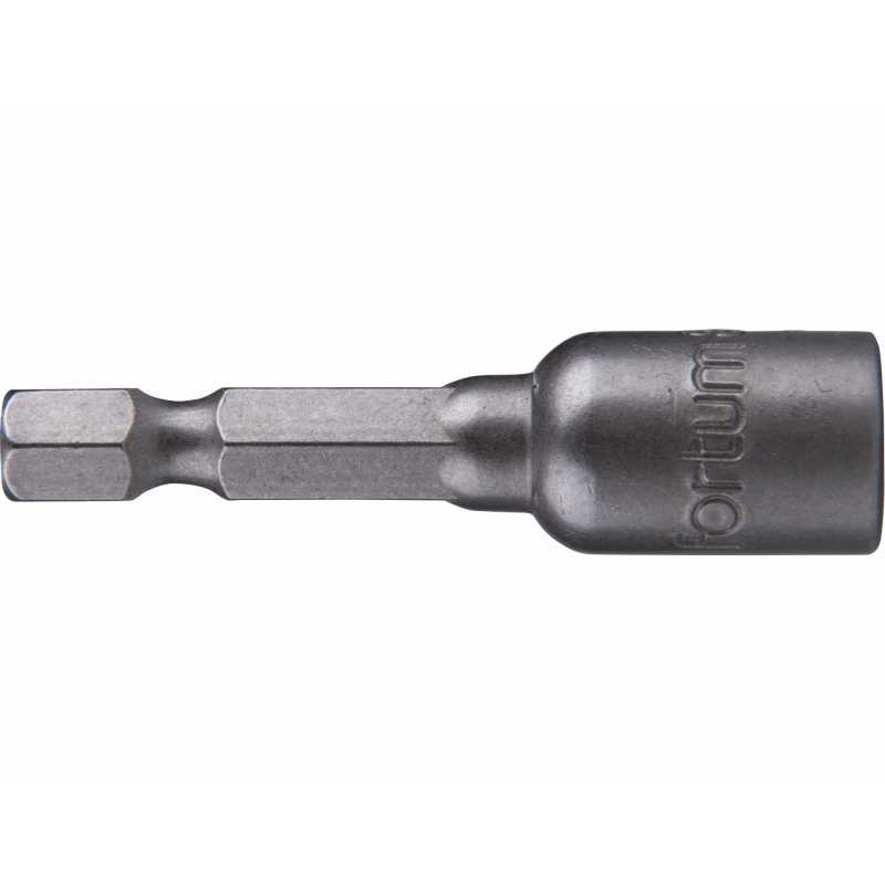 Hlavice nástrčná magnetická se 6-hrannou stopkou 1/4'', 8x48mm, CrV, FORTUM