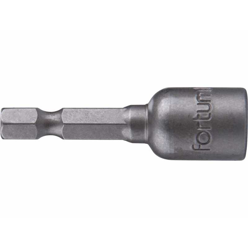 Hlavice nástrčná magnetická se 6-hrannou stopkou 1/4'', 10x48mm, CrV, FORTUM